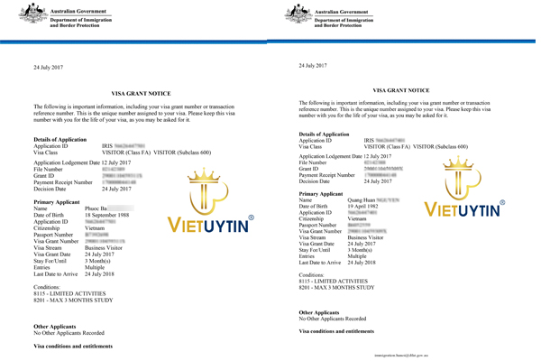 Visa điện tử công tác khẩn của Mr Ba và Mr Huân