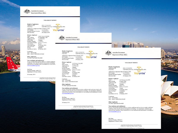 Visa du lịch Úc 1 năm nhiều lần của khách hàng Việt Uy Tín