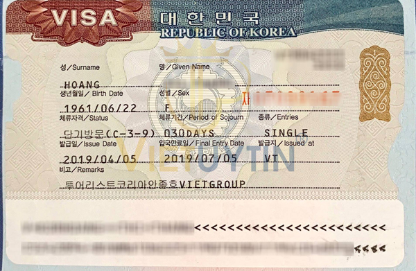 Visa Hàn 5 năm của cô Thắng