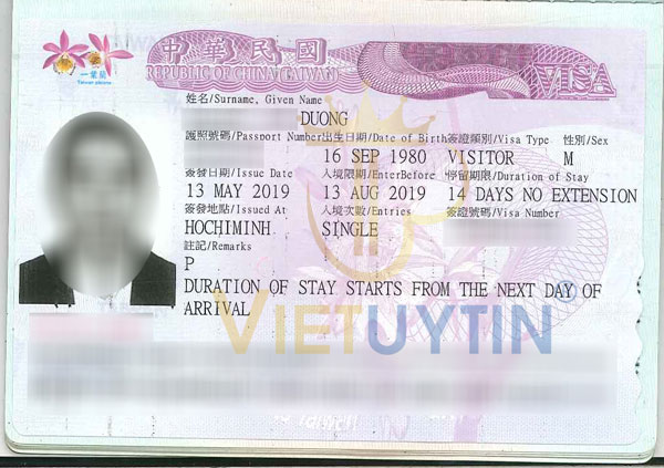 Visa du lịch Đài Loan của anh Dương