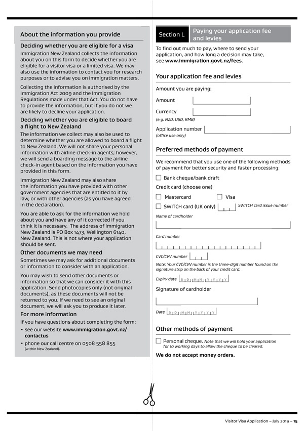 Đơn xin visa New Zealand – Form INZ1017, trang 15