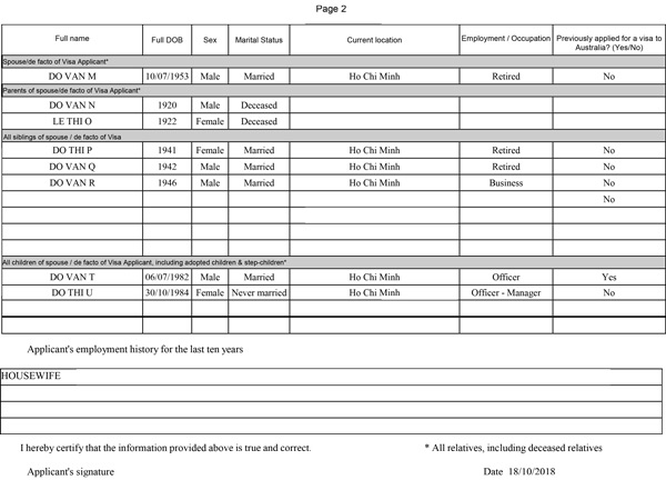 Details of relatives form - Trang 2