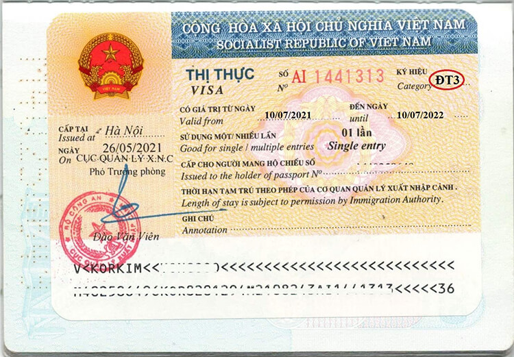 Visa đầu tư Việt Nam có ký hiệu ĐT