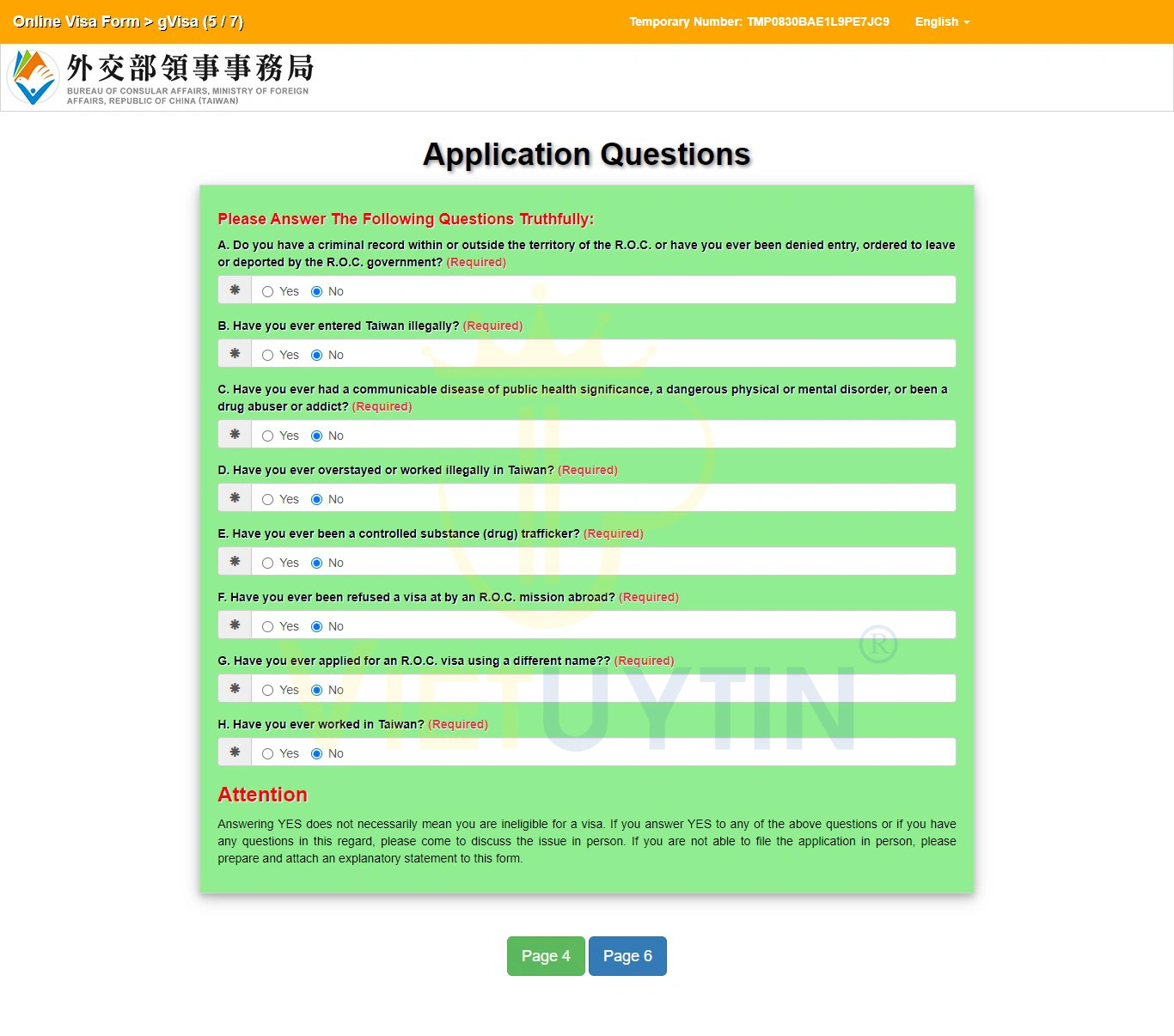 Hướng dẫn cách điền đơn xin visa Đài Loan online