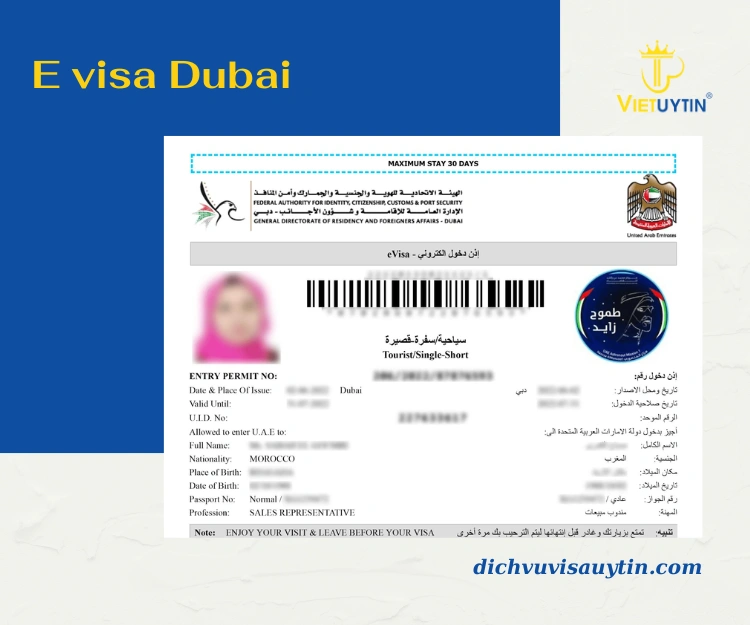 E visa Dubai là visa điện tử cấp bởi Chính phủ Dubai 