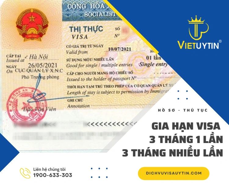 Thủ tục gia hạn visa 3 tháng nhiều lần cho người nước ngoài