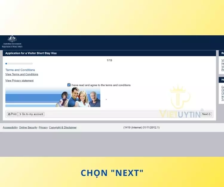 Chọn “I have read and agree to the terms and conditions” => “next”