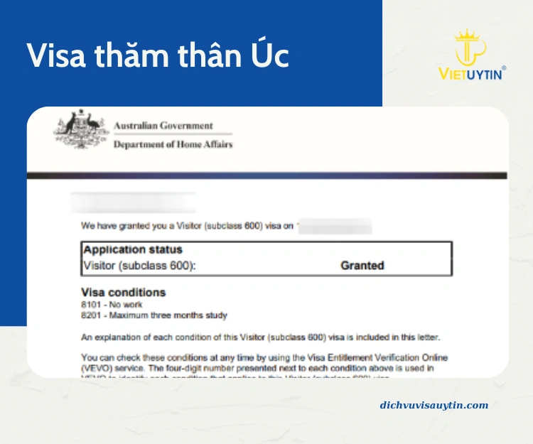 Visa thăm thân Úc có hiệu lực trong vòng 1 hoặc 3 năm 